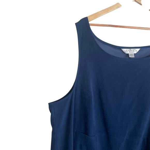 VTG Annex Casual Corner Jumper Maxi Shift Dress 20W Velvet Retro Modest Neutral - Picture 6 of 11